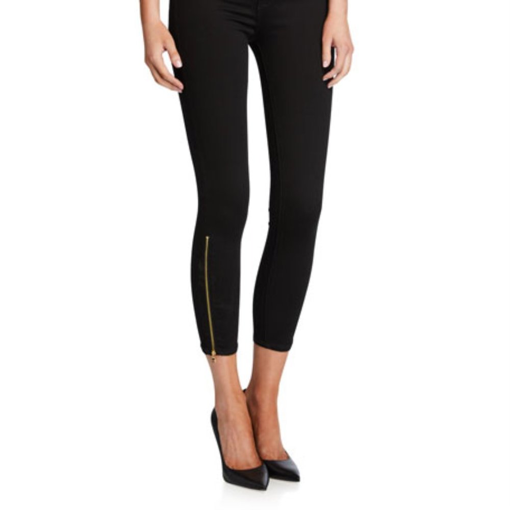 L'AGENCE Sabine Skinny High Rise Zipper Black Jeans 24